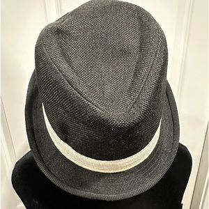 Sleek Charcoal Fedora with Cream Band Accent